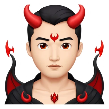an asian male bride with the face of devil in black wedding dress sticker