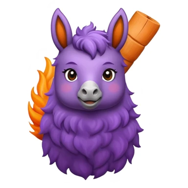 Genera un emoji de una berenjena y un melocotón en fuego sticker