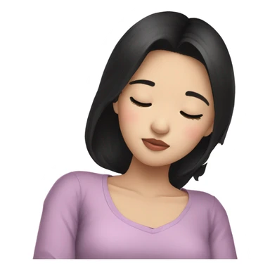 Coquette teenage cute asian black hair girl sleeping  sticker