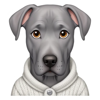  Realistic Grey Great Dane wearing a white knit sweater  sticker