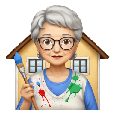 Grandma is painting an house sticker