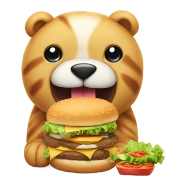 A cute stuffed animal that eats a burger  sticker