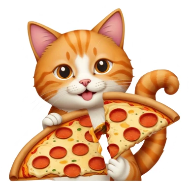 cat eating pizza with cheese stretch sticker