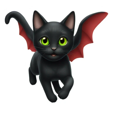 Greeen eyed black cat full body flying in the sky red shoes  sticker