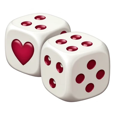 two dices in with burgundy red heart details sticker