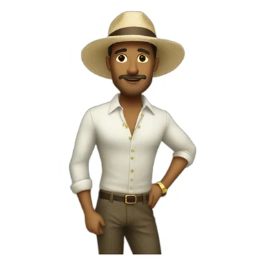 A man, elegant, a little crazy, on a desert island drinking cocktails sticker