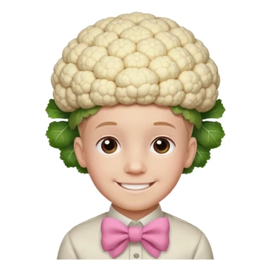 Cauliflower boy with a pink bow  sticker