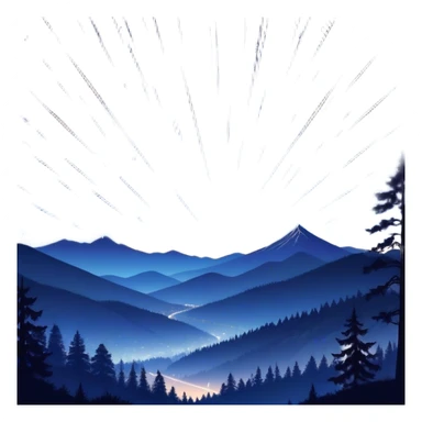 A mesmerizing night sky filled with falling stars, streaking across the dark expanse in bright trails of light. The sky is deep indigo, dotted with distant stars, while the shooting stars create a sense of magic and wonder. The landscape below is tranquil, with silhouettes of trees and mountains, adding to the peaceful, celestial atmosphere. Some of the falling stars are bright and large, while others are smaller, creating a dynamic, sparkling effect in the night sticker