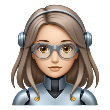 young robot woman librarian long hair sticker