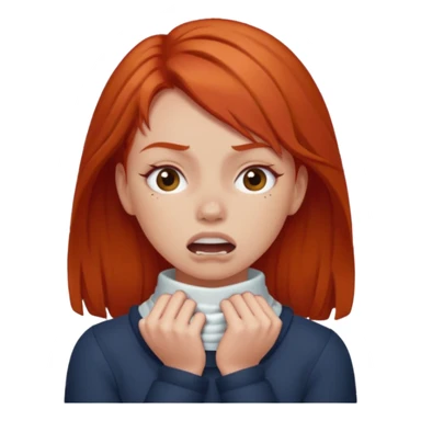 red head girl choking herself sticker