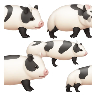 Black and white piebald chubby round armadillo pig panda centipede armadillo wearing a crown sticker
