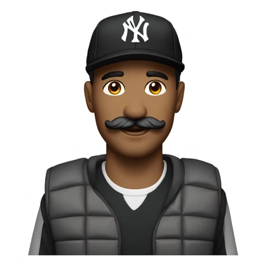 Homme, 30 ans, cheveux courts noir, moustache, casquette noir yankees noir, avec uns bière  sticker