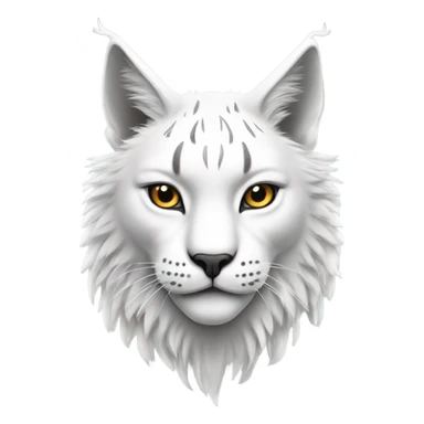 A white lynx face with cool white wings on its back sticker