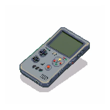 Retro gaming handheld device with screen visible, viewed at 45 degree angle sticker