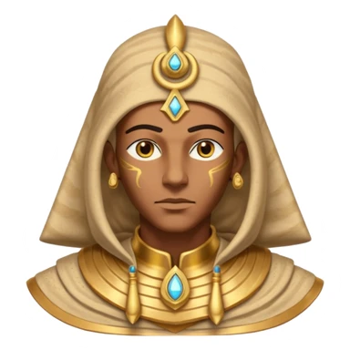 ancient pharaoh sand mage portrait, head and shoulders only, Egyptian-inspired hood collar, gold ornaments, mystical sand swirl, glowing eyes, 3D cartoon, mobile game icon style, clean background, no text, no watermark
 sticker