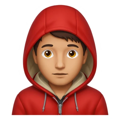 Man in red coat, hood down sticker