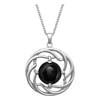 polished onyx pendant radiating a soft glow, silver chain dynamically twisting to represent resilience sticker