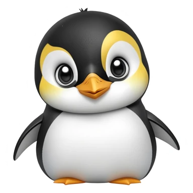 cinematic-cute-emperor-penguin-portrait-emoji,-head-tilted-playfully-and-inquisitively,-with-glossy,-pristine-plumage,-sparkling-eyes-filled-with-curiosity,-simplified-yet-irresistibly-adorable-features, black, large black eyes face, zoomed in sticker