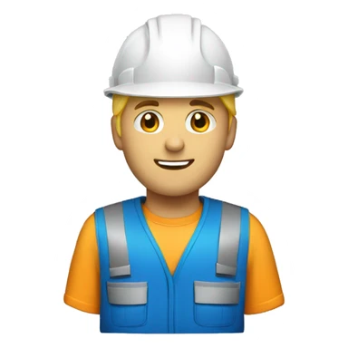 Blonde Male construction worker with hat and blue work wear sticker
