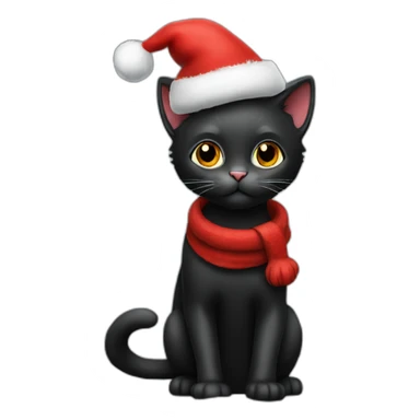 christmas black kitty in red hat full body sticker
