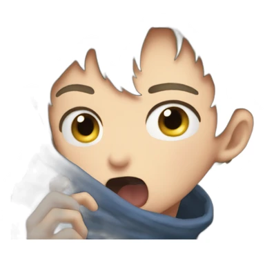 Closeup Loud Coughing kid, anime sticker