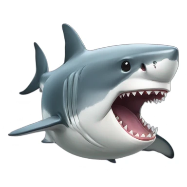 White Shark with dog in her mouth sticker