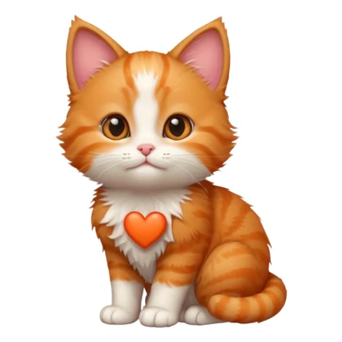ginger kitten with a heart loves you sticker