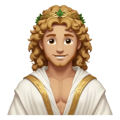 Cinematic Realistic Hercules Portrait, head tilted playfully and inquisitively, showcasing a blend of legendary power and youthful charm with the refined features of Michelangelo's David. His light tan, sculpted skin and thick, curly, golden brown hair—styled with wild majesty—evoke the spirit of the lion-wrestling Hercules. Clad in a softly draped white robe with subtle golden details and adorned with a Greek laurel wreath, his expressive eyes and warm smile capture an approachable yet formidable hero, bathed in gentle natural lighting. sticker