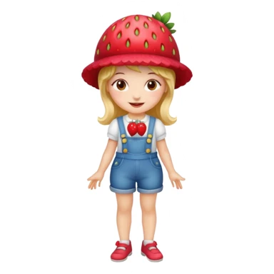 Strawberry shortcake human girl full body and legs with a strawberry hat on her hair without a cake sticker