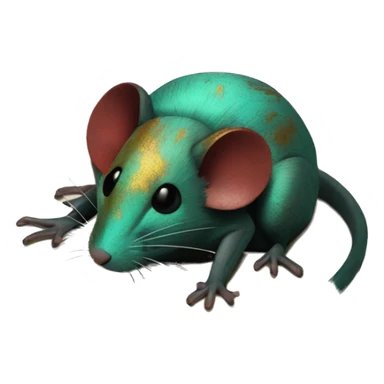 Black red gold green cyan rusty grunge effect scratched patina rat mouse puppy scorpion tail stinger  sticker