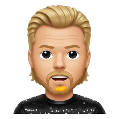 James Hetfield with dark blonde hair, black sequin outfit  sticker