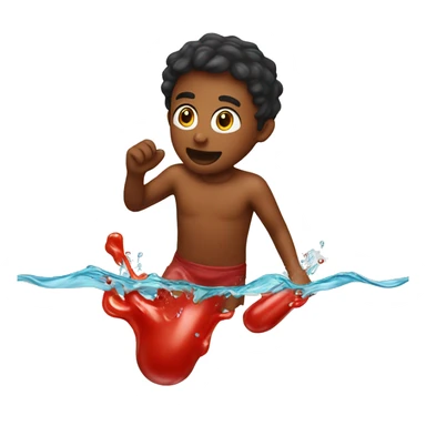 Boy swimming in ketchup sticker