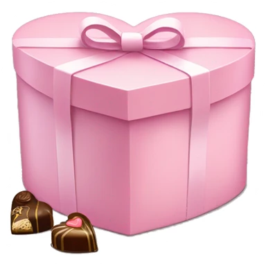 heart shaped light pink gift box, with many chocolates in it sticker