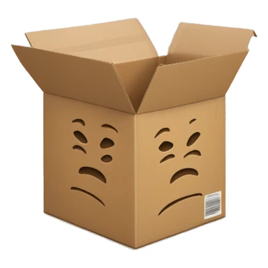 cardboard box shows muscles arms sticker