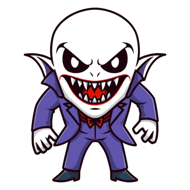Scary vampire with long bloody fangs sticker