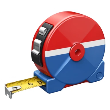 Create my a cartoon/realistic tape measure thats red white and blue. Do not include any yellow. sticker