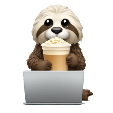 sloath with laptop and ice latte sticker