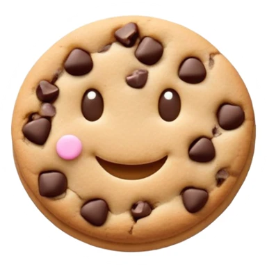 kawaii cookie with chocolate chips and a tiny smiling face sticker