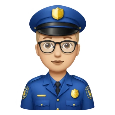 police officer man with glasses, wearing uniform sticker