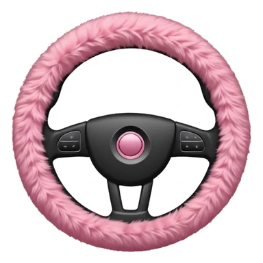 steering wheel with fluffy pink cover sticker