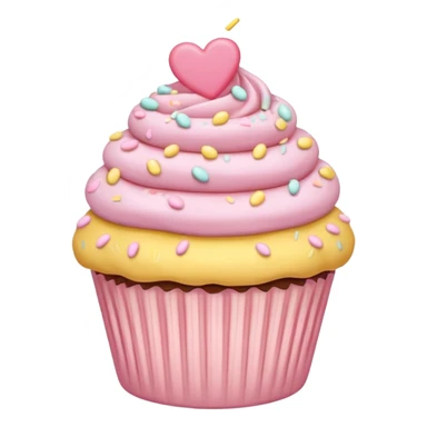 cupcake with hearts and sprinkles in soft pink, beige and yellow pastel colors sticker