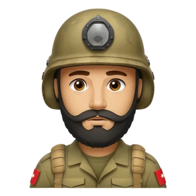 VERY TIRED, swarthy, Iraqi soldier in a casque, casque without insignia, with a beard sticker