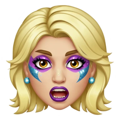 kesha with glitter making a snarling fun face sticker