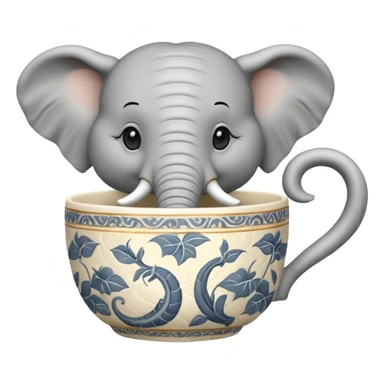 elephant with tea cup sticker