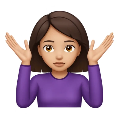 Nervous emoji + hands up emoji. Remove flow effects at the very top the of the hands palm forward so the head can be between the hands. Lightskin girl emoji sticker