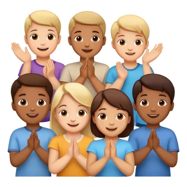 group of children clapping together, happy and supportive sticker