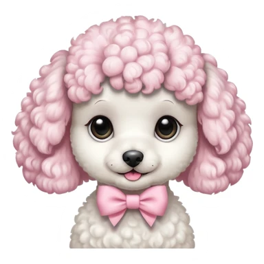 white poodle puppy with pastel pink bow sticker