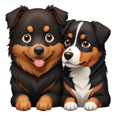 A Border Collie and a Rottweiler snuggling together. sticker