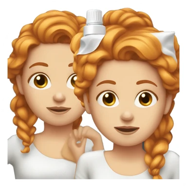 white girl with ginger hair applying cream on face sticker