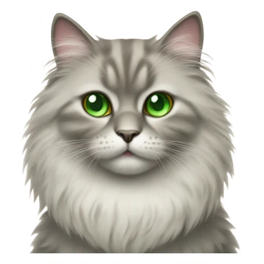 fluffy cat with green eyes  sticker